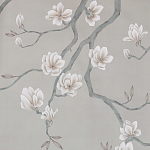 Обои ручная роспись Magnolia Canopy Original Colourway on Oyster Shell metallic silk варинант исполнения - 1 | Loft Concept в Санкт-петербурге