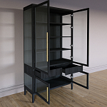 Витрина Primo со стеклянными фасадами и 2 ящиками Черный дуб варинант исполнения - 9 | Loft Concept в Санкт-петербурге