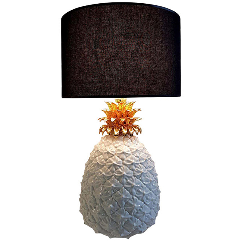 Настольная лампа с абажуром и декором в виде ананас Pineapple Black Lampshade Черный Белый Золотой в Санкт-петербурге | Loft Concept 