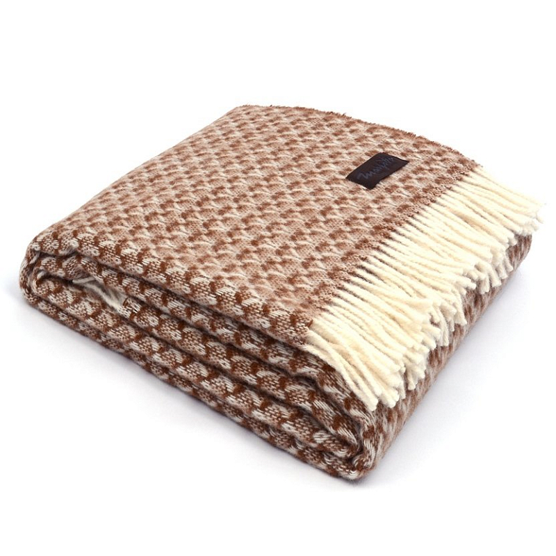 Плед BRIAS TRIANGLE 1200 Marzotto Бежево-серый Коричневый в Санкт-петербурге | Loft Concept 