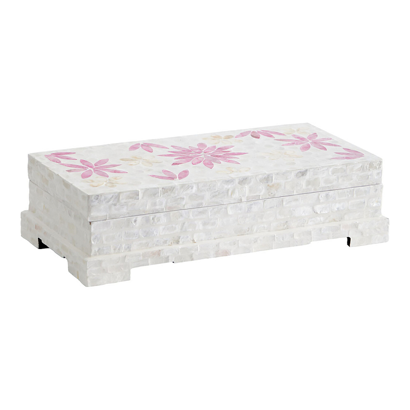 Шкатулка Oceane Bone Inlay White Белый Розовый Шкатулка Oceane Bone Inlay White Белый Розовый в Санкт-петербурге | Loft Concept
