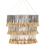 Люстра трехъярусная с декором из круглых деревянных бусин с кисточками Gray Brown Wooden Beads Chandelier варинант исполнения - 3 | Loft Concept в Санкт-петербурге