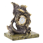 Часы настольные бронзовые в виде русалочки из натурального камня Змеевик Mermaid Stone Clock варинант исполнения - 3 | Loft Concept в Санкт-петербурге