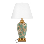 Настольная лампа бирюзовая с цветочным принтом Turquoise Flight варинант исполнения - 1 | Loft Concept в Санкт-петербурге