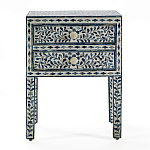 Тумбочка прикроватная White Pearl BEDSIDE CABINET 2 blue DRAWER варинант исполнения - 1 | Loft Concept в Санкт-петербурге