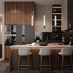 Подвесной светильник с узким цилиндрическим плафоном и черным металлическим декором Concrete Pipe варинант исполнения - 14 | Loft Concept в Санкт-петербурге