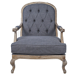 Кресло с пуфом с мягкой обивкой из льна Edward Armchair grey варинант исполнения - 1 | Loft Concept в Санкт-петербурге