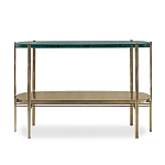 Консоль овальной формы золотая с полкой для хранения Craig варинант исполнения - 1 | Loft Concept в Санкт-петербурге