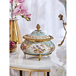 Шкатулка с крышкой из голубого фарфора с риунком птиц и цветов Blue Garden варинант исполнения - 3 | Loft Concept в Санкт-петербурге