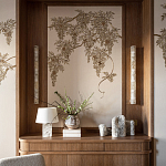 Обои с вышивкой ручной работы Deco Wisteria ﻿Midas colourway on Liso Pearl wool sateen варинант исполнения - 4 | Loft Concept в Санкт-петербурге