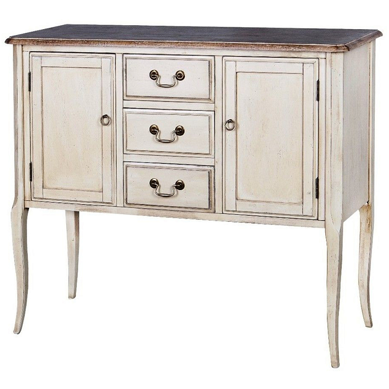 Комод в стиле прованс с ящиками и дверцами Rene Montmartre Provence Chest of Drawers Белый Дуб темный в Санкт-петербурге | Loft Concept 