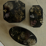 Шкатулка из эпоксидной смолы с цветами черная Epoxy Resin Oval Box Black варинант исполнения - 5 | Loft Concept в Санкт-петербурге