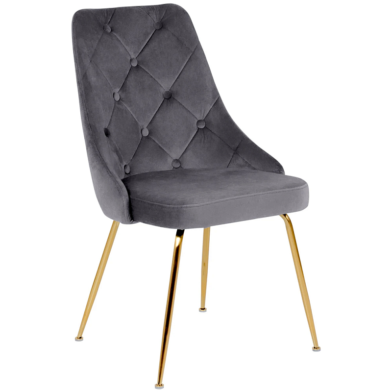 Стул в серой велюровой обивке Ward Grey Velour Chair Золотой Серый в Санкт-петербурге | Loft Concept 