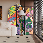 Ширма цветочный принт Colored Partition варинант исполнения - 1 | Loft Concept в Санкт-петербурге