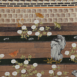 Обои ручная роспись The Art of Learning and Steps for the Flowers by Teo Yang Special Colourway on purple painted Xuan paper варинант исполнения - 2 | Loft Concept в Санкт-петербурге