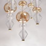 Люстра с плафонами из прозрачного и янтарного стекла в виде шаров и ромбов Gabriel Scott Luna варинант исполнения - 10 | Loft Concept в Санкт-петербурге