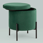 Зеленый пуф на черных ножках SANJAY варинант исполнения - 2 | Loft Concept в Санкт-петербурге