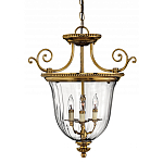 Люстра подвесная цвета латунь с прозрачным стеклянным плафоном и тремя лампами в классическом стиле на цепи Hinkley варинант исполнения - 1 | Loft Concept в Санкт-петербурге