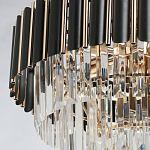 Люстра из черного металла с многоярусными подвесками из прозрачного хрусталя на золотой цепи Empire Black Chandelier Crystal варинант исполнения - 5 | Loft Concept в Санкт-петербурге