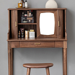 Туалетный стол деревянный с ящиком и зеркалом Moon Walnut Furniture варинант исполнения - 5 | Loft Concept в Санкт-петербурге