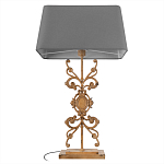 Настольная лампа на ажурном чугунном основании с серым абажуром Openwork Lamp варинант исполнения - 3 | Loft Concept в Санкт-петербурге