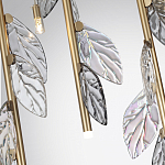 Люстра с золотистыми трубками и прозрачными стеклянными листьями на подвесах Sylva  варинант исполнения - 7 | Loft Concept в Санкт-петербурге