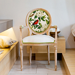 Стул с подлокотниками золотистый из бука с изображением птиц и цветов Blooming Red Birds варинант исполнения - 3 | Loft Concept в Санкт-петербурге