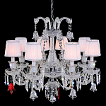 Люстра с 8-ю белыми текстильными абажурами и хрустальными подвесками Lustre Reverie варинант исполнения - 1 | Loft Concept в Санкт-петербурге