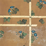 Обои ручная роспись Morning Glory Original colourway on gold metallic silk варинант исполнения - 2 | Loft Concept в Санкт-петербурге