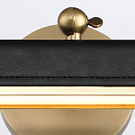 Светильник для картин цвет винтажная латунь с прямоугольным плафоном из кожи черного цвета Alora варинант исполнения - 5 | Loft Concept в Санкт-петербурге