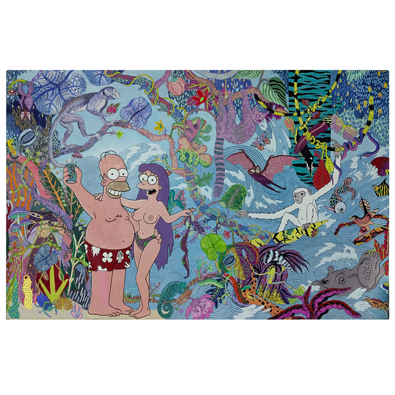 Арт Homer Simpson in Paradise II картина на холсте Симсоны  Мульти в Санкт-петербурге | Loft Concept 