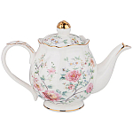 Чайник из фарфора белый с цветочным принтом Flower Porcelain Collection варинант исполнения - 1 | Loft Concept в Санкт-петербурге