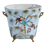 Кашпо из голубого фарфора с бронзовыми элементами Blue Garden варинант исполнения - 1 | Loft Concept в Санкт-петербурге