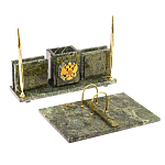 Настольный письменный набор из змеевика с гербом России Successful Leader варинант исполнения - 3 | Loft Concept в Санкт-петербурге