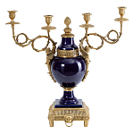 Подсвечник из темно-синего фарфора на бронзовой подставке с фигурками ангелов и декоративными ручками Eden Garden варинант исполнения - 1 | Loft Concept в Санкт-петербурге