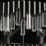 Люстра круглая из матового черного металла с подвесками из прозрачных стеклянных трубок Noir Tubes варинант исполнения - 8 | Loft Concept в Санкт-петербурге