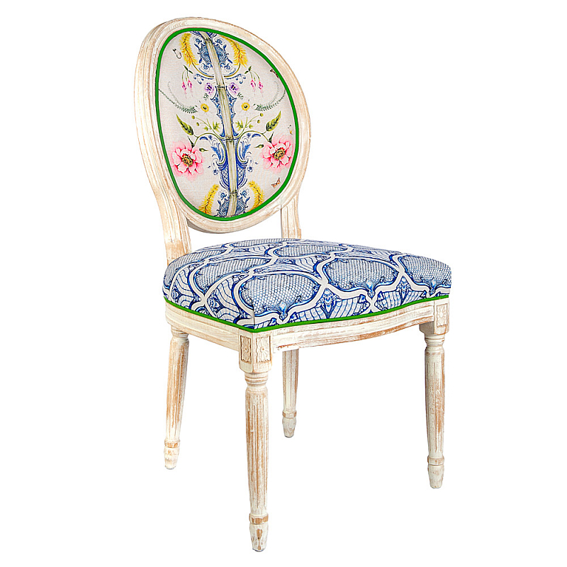 Стул Blue Flower Waltz Stool Бежевый Мульти Синий в Санкт-петербурге | Loft Concept 