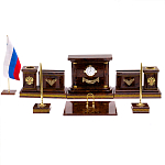 Настольный письменный набор с часами и визитницами из природного камня обсидиана Royal Present варинант исполнения - 1 | Loft Concept в Санкт-петербурге