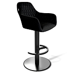 Барный стул вращающийся со спинкой и подлокотниками Douglas Rhombus Черный Велюр варинант исполнения - 1 | Loft Concept в Санкт-петербурге