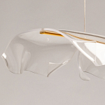 Люстра линейная с 3-мя белыми волнистыми плафонами Wave Line варинант исполнения - 8 | Loft Concept в Санкт-петербурге