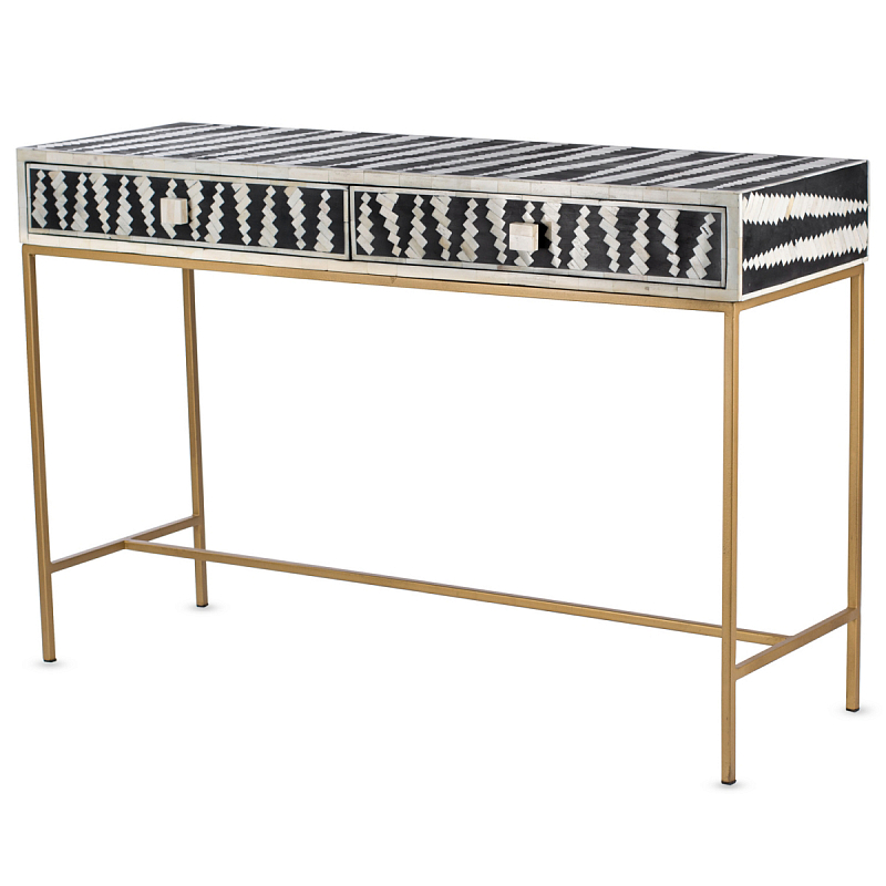 Консоль Mandika Bone Inlay Console ivory ( слоновая кость ) Черный Бронза в Санкт-петербурге | Loft Concept 