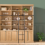 Книжный шкаф из массива сосны с металлической лестницей Burton Wood Cabinet варинант исполнения - 8 | Loft Concept в Санкт-петербурге