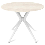 Стол обеденный с круглой столешницей из керамики на четырех белых ножках Sand Ceramics варинант исполнения - 1 | Loft Concept в Санкт-петербурге