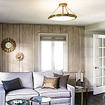 Потолочный светильник цвета латунь с плоским круглым плафоном Hinkley варинант исполнения - 2 | Loft Concept в Санкт-петербурге