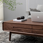 Кофейный стол из массива дерева с выдвижными ящиками Coffee Walnut Table варинант исполнения - 5 | Loft Concept в Санкт-петербурге