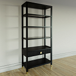 Стеллаж Elsa Dreams Black со стеклянными полками и ящиком варинант исполнения - 1 | Loft Concept в Санкт-петербурге