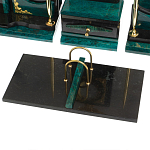 Настольный письменный набор из змеевика тёмно-зелёного цвета с декором в виде орла Successful Leader варинант исполнения - 4 | Loft Concept в Санкт-петербурге