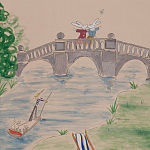 Обои ручная роспись Promenade Special Colourway on pink painted Xuan paper варинант исполнения - 1 | Loft Concept в Санкт-петербурге