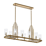 Люстра прямоугольная цвета латунь с прозрачными рифлеными цилиндрическими плафонами Kichler варинант исполнения - 2 | Loft Concept в Санкт-петербурге