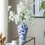 Ваза с бело-синей росписью и изображением цветов Blue & White Ornament варинант исполнения - 4 | Loft Concept в Санкт-петербурге